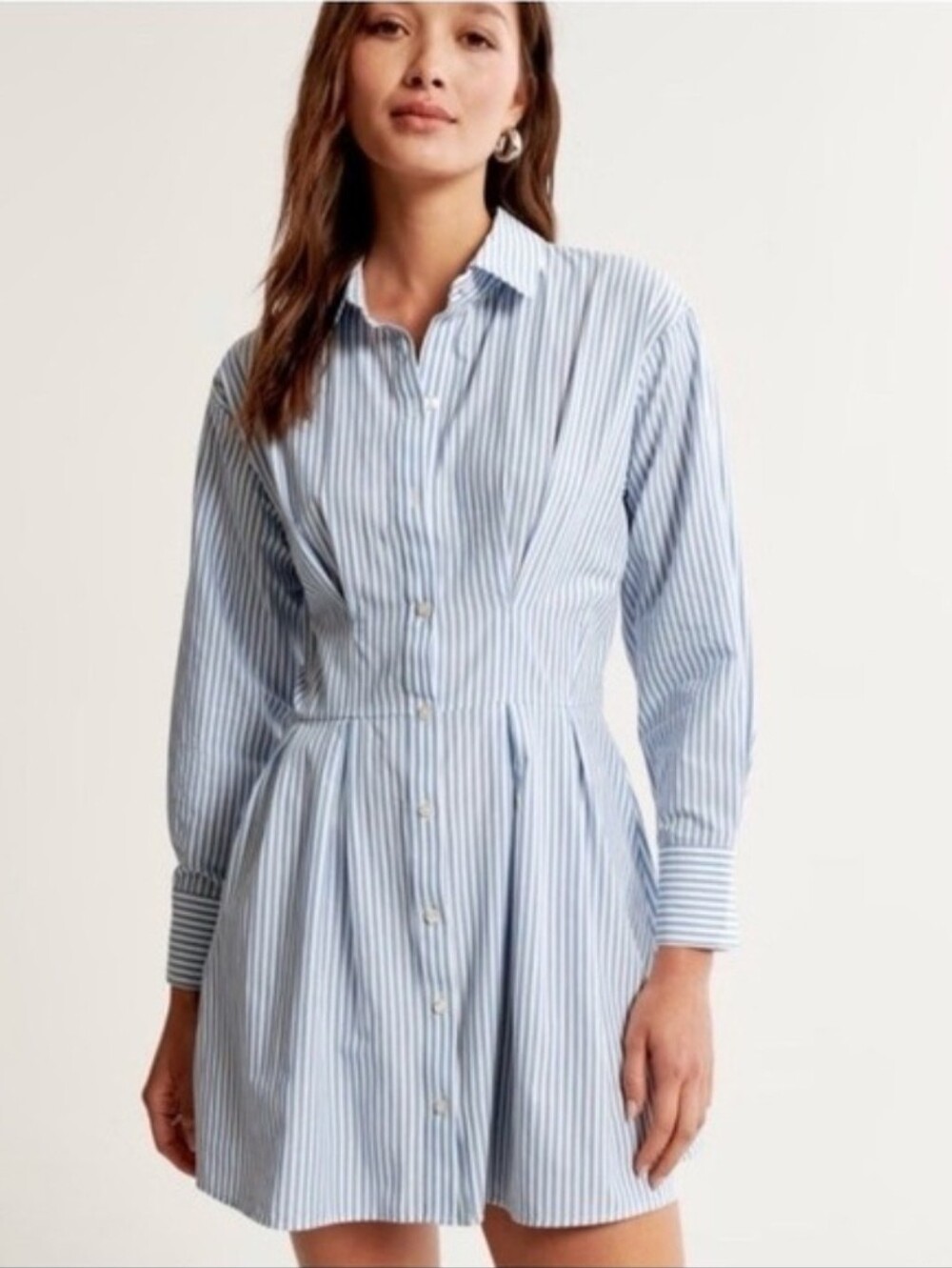 Abercrombie & Fitch Blue and White Long Sleeve Striped Shirt Dress